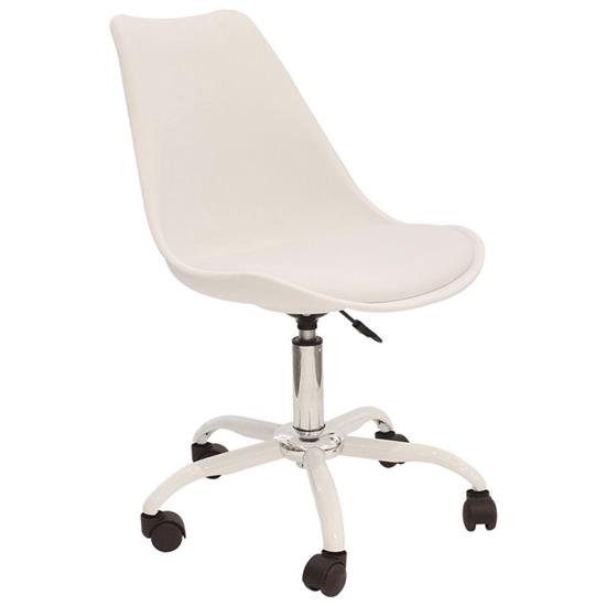 Silla oficina HD6474 sin brazos. Altura ajustable. Ruedas. Color blanc